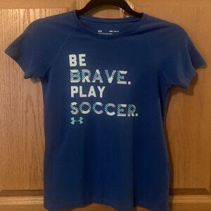Underarmour Girls Tee w/Soccer Theme Print  Size M